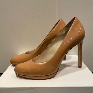 Patent Leather Platform Heels from Michael Kors (light beige/nude)